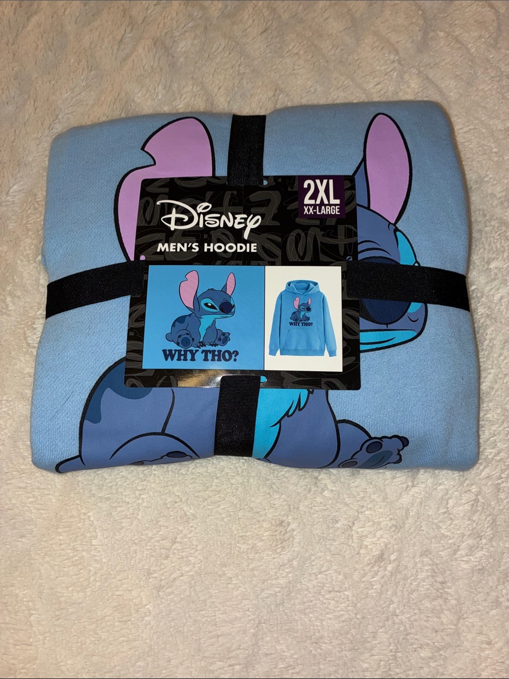 Disney Blue Stitch "Why Tho?" Men's Hoodie 2XL